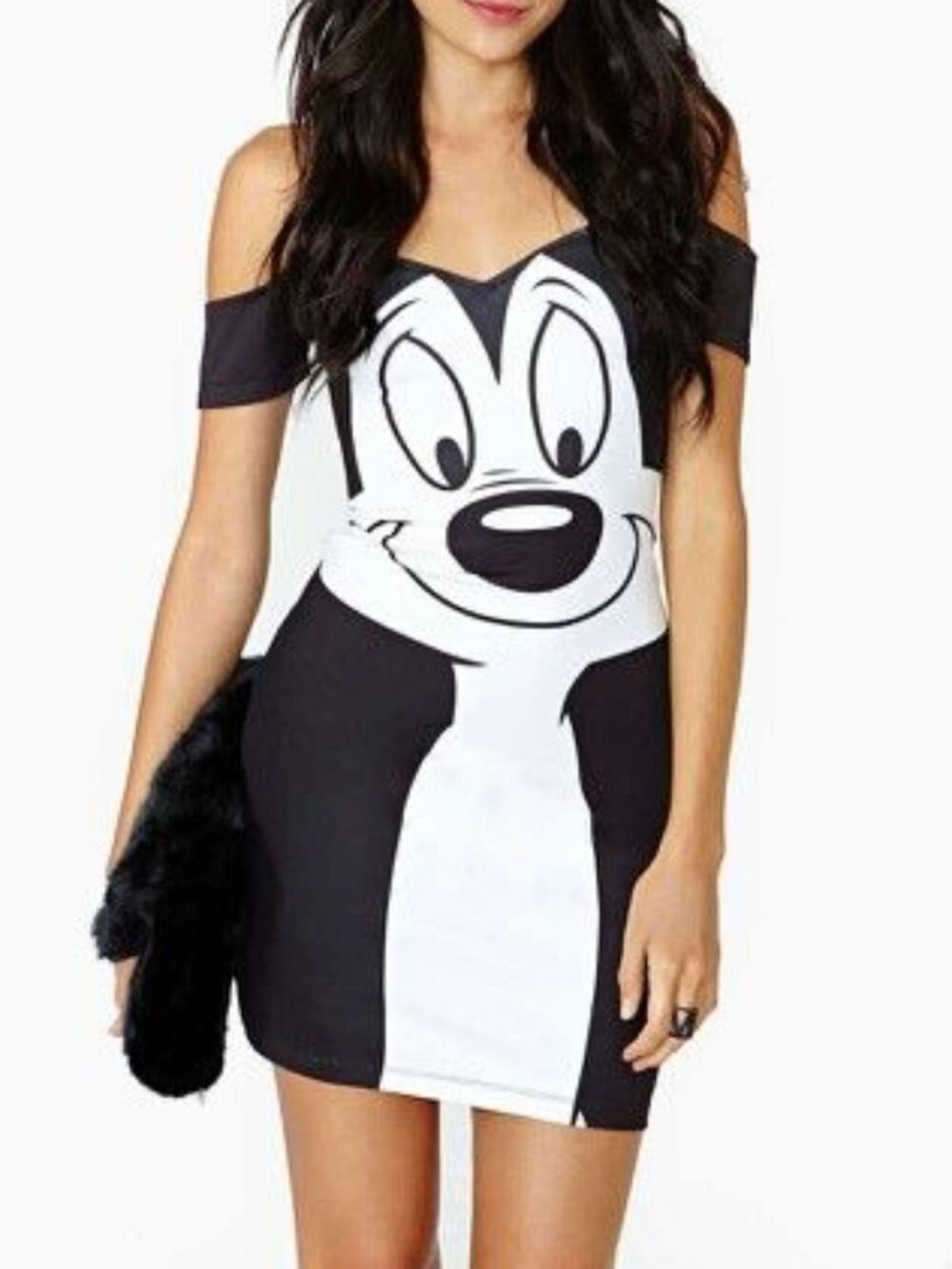 Lazy Oaf x Looney Tunes Pepe Le Pew Skunk Dress Off Shoulder Bodycon S Rare